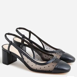 J. Crew Black and Cream Polka Dot Heels